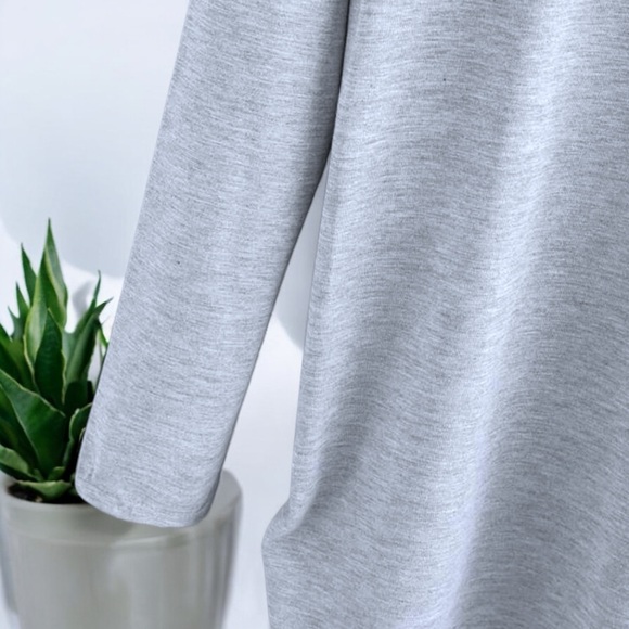 Heather Gray Plain Lace Long Sleeve Crew Neck T-Shirt - Picture 15 of 16